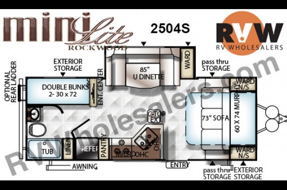 Click here to see the New 2016 Rockwood Mini Lite 2504S Travel Trailer by Forest River at RVNation.us