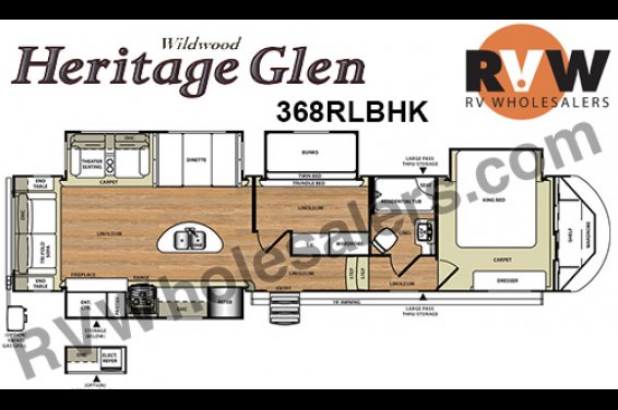 Click here to see the New 2017 Heritage Glen 368RLBHK Fifth Wheel by Forest River at RVNation.us