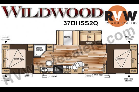 Click here to see the New 2017 Wildwood 37BHSS2Q Travel Trailer by Forest River at RVNation.us