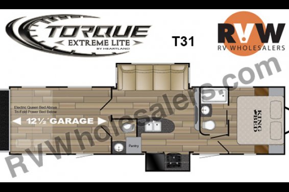 Click here to see the New 2017 Torque XLT T31 Toy Hauler Travel Trailer by Heartland RV at RVNation.us