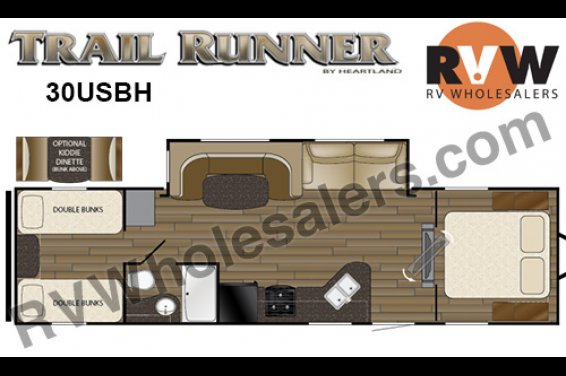 Click here to see the New 2017 Trail Runner 30USBH Travel Trailer by Heartland RV at RVNation.us