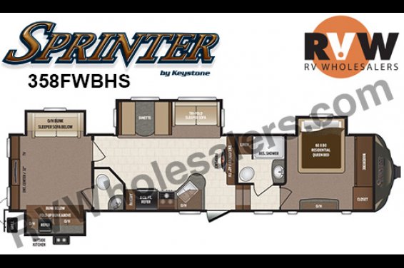 Click here to see the New 2017 Sprinter 358FWBHS Fifth Wheel by Keystone RV at RVNation.us