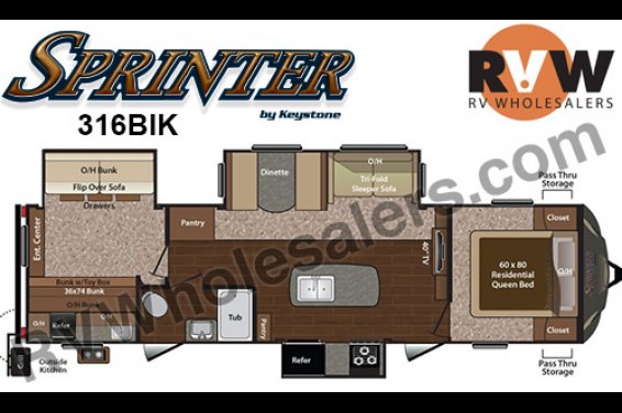 Click here to see the New 2017 Sprinter 316BIK Travel Trailer by Keystone RV at RVNation.us