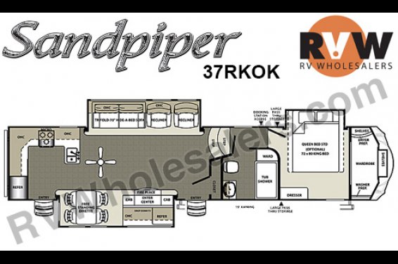 Click here to see the New 2016 Sandpiper 37RKOK Fifth Wheel by Forest River at RVNation.us