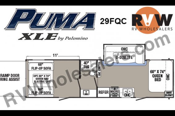 Click here to see the New 2017 Puma XLE 29FQC Toy Hauler Travel Trailer by Palomino at RVNation.us