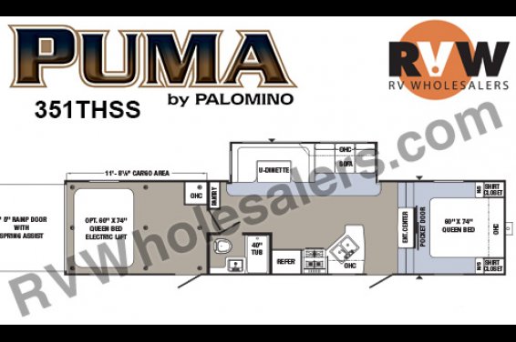 Click here to see the New 2016 Puma 351THSS Toy Hauler Fifth Wheel by Palomino at RVNation.us