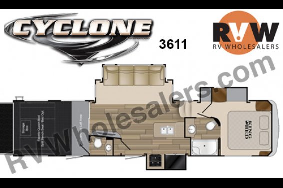 Click here to see the New 2017 Cyclone 3611 Toy Hauler Fifth Wheel by Heartland RV at RVNation.us