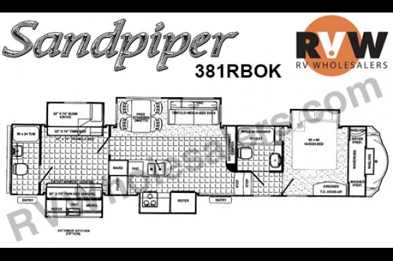 Click here to see the New 2017 Sandpiper 381RBOK Fifth Wheel by Forest River at RVNation.us