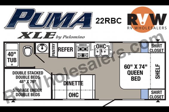 Click here to see the New 2017 Puma XLE 22RBC Travel Trailer by Palomino at RVNation.us