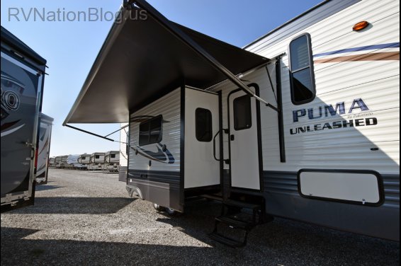 Click here to see the New 2017 Puma 384FQS Toy Hauler Fifth Wheel by Palomino at RVNation.us